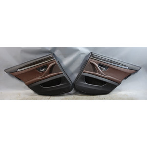 2014-2016 BMW F10 5-Series Rear Interior Door Panel Trim Pair Mocha Leather OEM