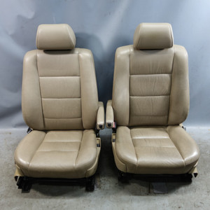 91-92 BMW E34 525i 535i Factory Front Basic Seat Pair Heated Beige Leather OEM