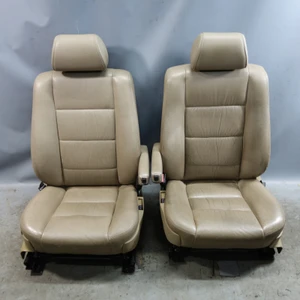 91-92 BMW E34 525i 535i Factory Front Basic Seat Pair Heated Beige Leather OEM