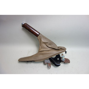 BMW Z3 Wood E-Brake Handbrake Lever w  Beige Leather Boot Tan 2000-2002 USED OEM