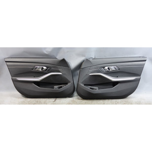19-25 BMW G20 3-Series Front Interior Door Panel Card Trim Pair Black Leather OE