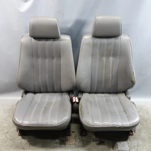 1986-1991 BMW E30 Sedan Basic Front Seat Pair Grey Silver Leather OEM