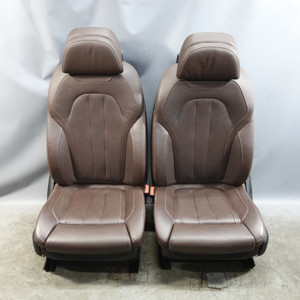 BMW F15 X5 Front Comfort Seat Pair Brown Napa Leather Heated/Cooled w/ TVs OEM