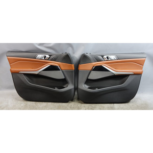BMW X7 X5 Front Door Panel Pair Tartufo Brown Leather OEM 2019-2023 G07 G05
