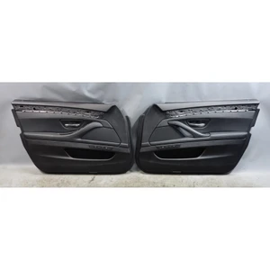 BMW F10 Front Door Card Panel Trim Pair Black Leather OEM 2011-2016 5-Series 