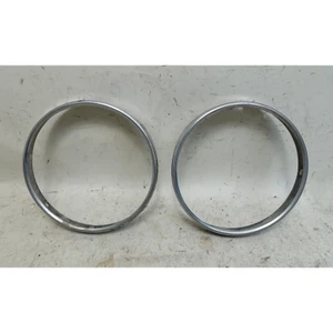 BMW E34 5-Series E32 Chrome Headlight Retaining Ring Frame Pair OEM 1988-1995