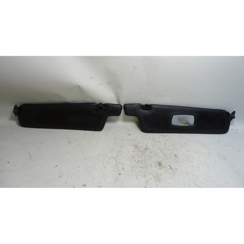 Damaged 1978-1979 BMW E23 733i 7-Series Front Sun Visor Pair Black w Mirror OEM