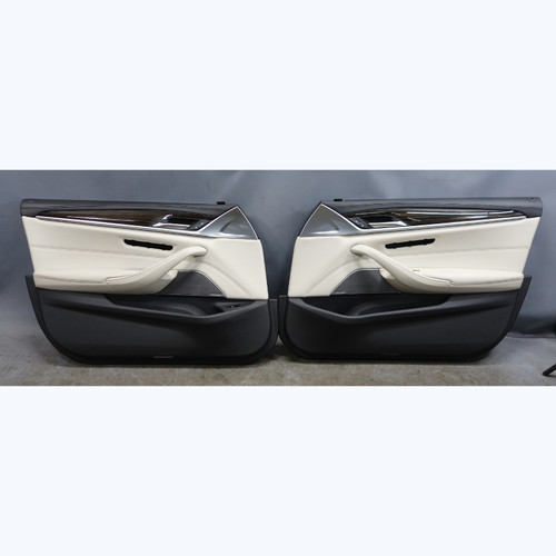 17-20 BMW G30 5-Series Front Interior Door Panel Pair Ivory White Nappa Leather