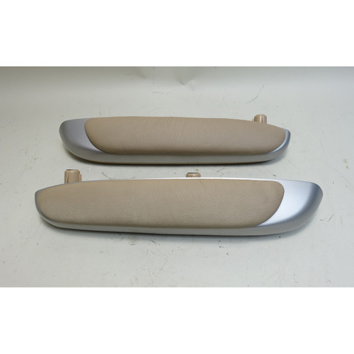 02-06 BMW E46 3-Series Coupe Rear Side Armrest Pair Titanium Beige Leather OEM