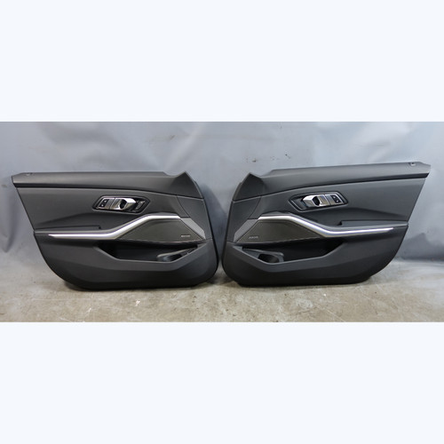19-25 BMW G20 3-Series Front Interior Door Panel Card Trim Pair Black Vinyl OEM