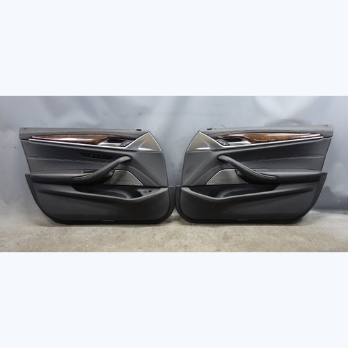 2017-2020 BMW G30 5-Series Front Interior Door Panel Trim Pair Black Leather OEM