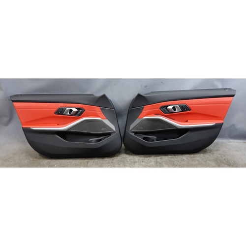 19-25 BMW G80 M3 G20 3-Series Front Interior Door Card Panel Pair Fiona Red OEM