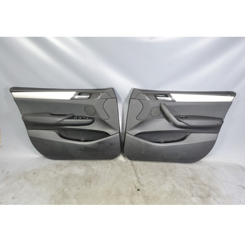 2011-2014 BMW F25 X3 Early Front Int Door Panel Trim skin Pair Black Vinyl OEM