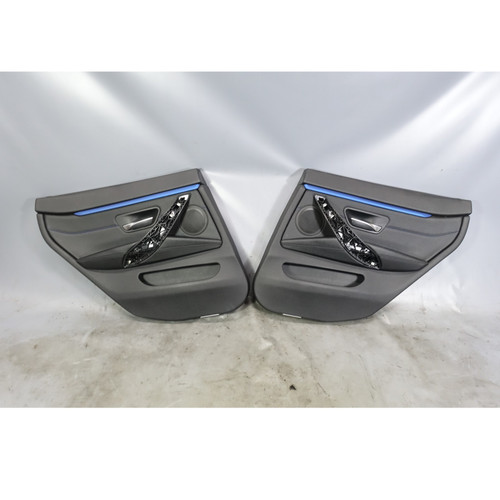 14-20 BMW F36 4-Series Gran Coupe Rear Int Door Panels Black Leather Blue OEM