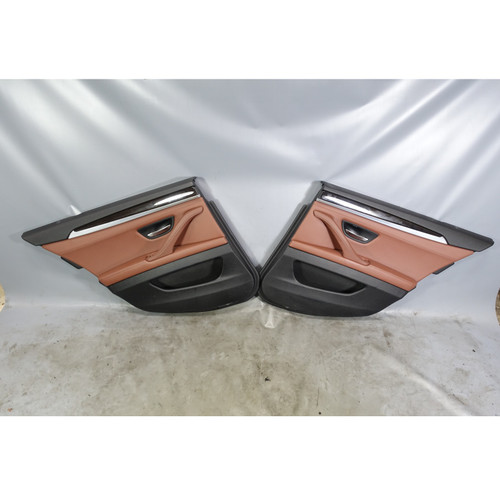 11-16 BMW F10 5-Series Rear Door Panel Trim Card Pair Cinnamon Brown Leather OEM