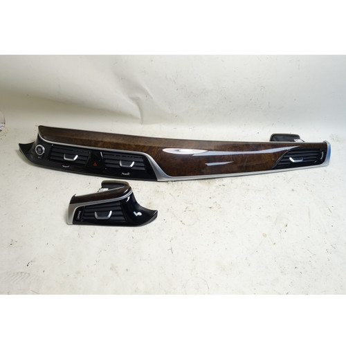 17-20 BMW G30 5-Series Front Dashboard Wood Trim Walnut Root Pearl Chrome OEM