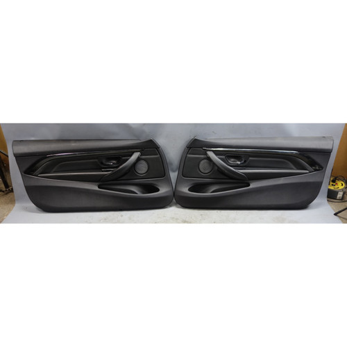 15-20 BMW F82 F83 M4 Front Interior Door Card Panel Trim Pair Black Leather OEM