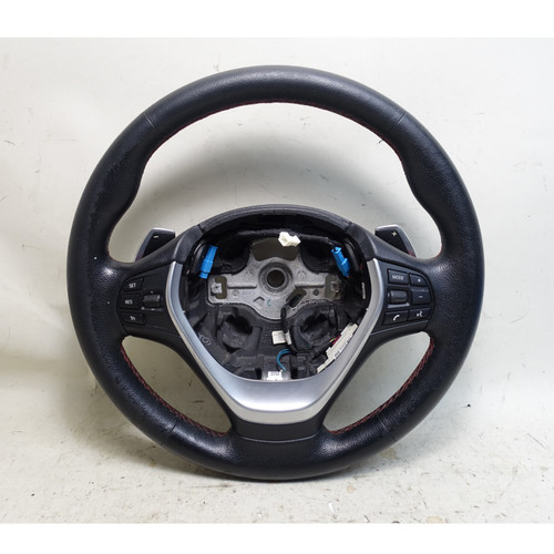 2014-2019 BMW F30 3-Series F32 Sport Line Steering Wheel Paddles Red Stitch OEM