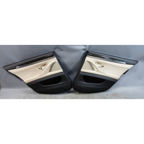 11-16 BMW F10 5-Series Rear Door Card Trim Panels Ivory White Napa Leather OEM