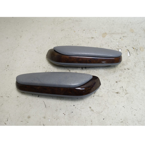 BMW E46 Convertible Rear Side Armrest Pair Grey Leather Myrtle Wood 2000-2006 OE