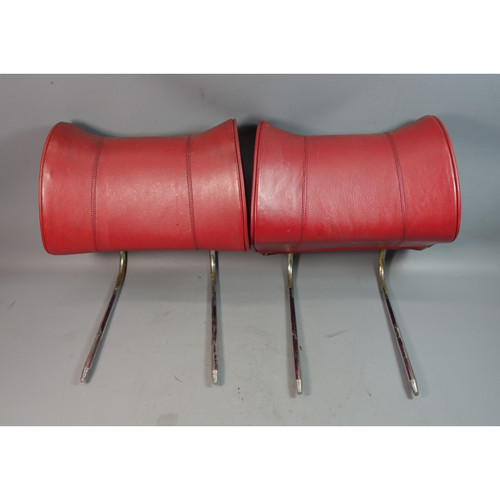 Damaged 1972-1976 BMW E3 3.0 Bavaria Sedan Rear Seat Headrest Pair Red OEM