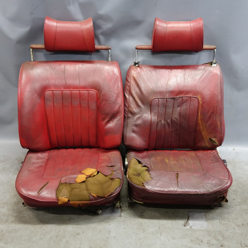 Damaged 1969-1974 BMW E3 2500 2800 3.0S Sedan Front Seat Pair Red OEM