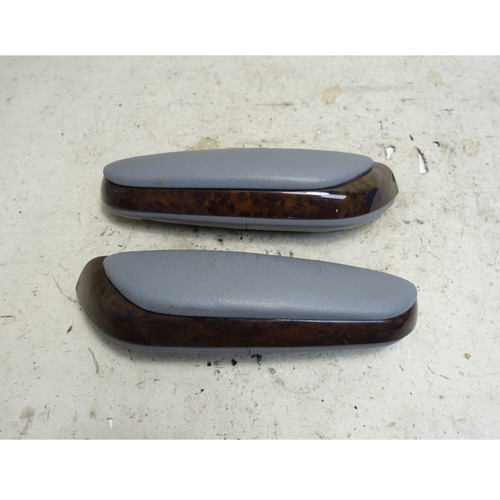 BMW E46 3-Series Convertible Rear Outer Armrests Grey Leather Wood 2000-2006 OEM