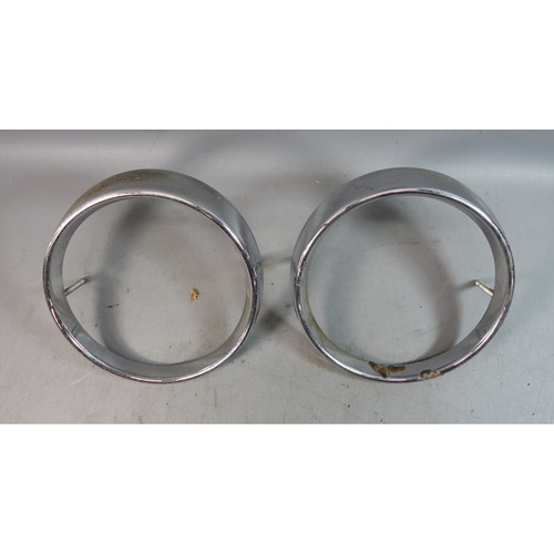 67-73 BMW 114 2002 1602 Rear Tail Light Chrome Trim Ring Pair OEM