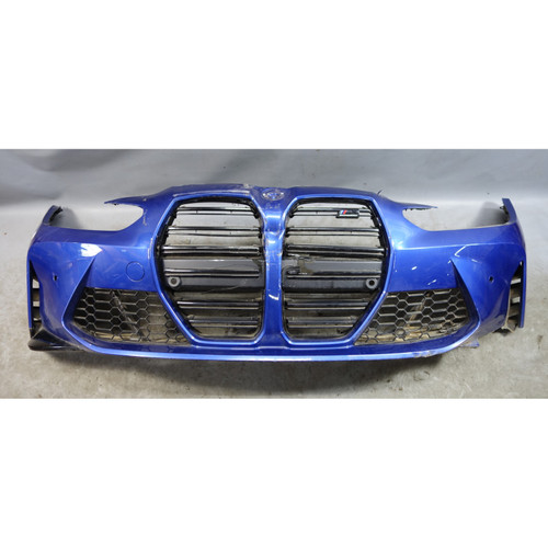 Damaged 21-25 BMW G8x M3 M4 Front Bumper Trim Cover Portimao Blue OEM 