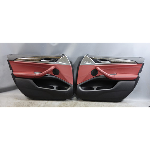 18-25 BMW G01 X3 G02 X4 Front Interior Door Card Panels Tacora Red Leather OEM