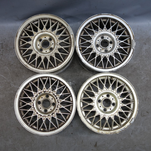 84-91 BMW E30 3-Series 15" Style 5 BBS Basket-Weave Alloy Wheel Rim Set OEM
