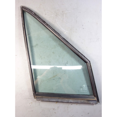 87-93 BMW E30 Front Right Door Quarter Window Glass w/ Rubber Seal OEM