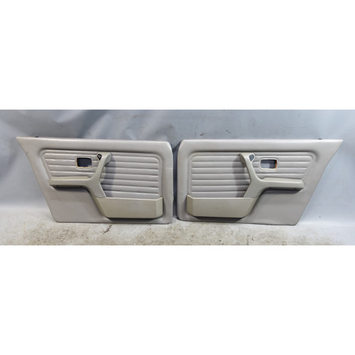 88-91 BMW E30 Sedan Front Interior Door Panel Pair Grey Silver Vinyl OEM