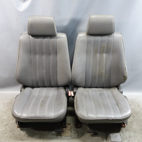 1986-1991 BMW E30 Sedan Basic Front Seat Pair Grey Silver Leather OEM