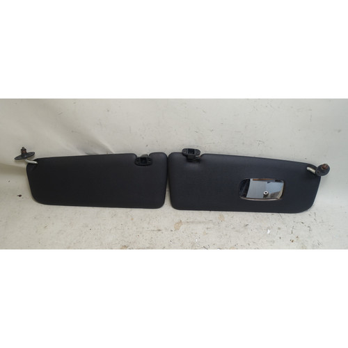 BMW E30 Sun Visor Pair Anthracite Black Vinyl w Vanity Mirror 1984-1993 OEM