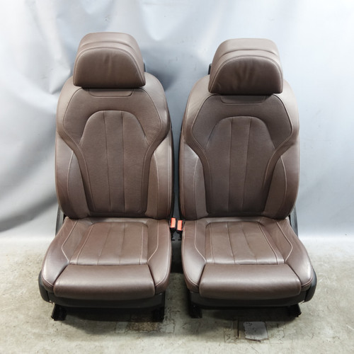 BMW F15 X5 Front Comfort Seat Pair Brown Napa Leather Heated/Cooled w/ TVs OEM