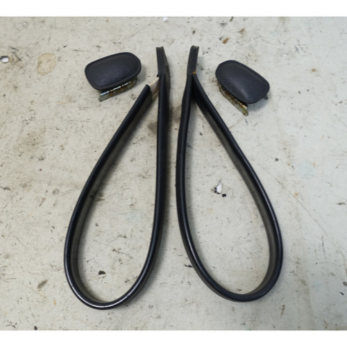 Damaged BMW E3 2002 E24 B-Pillar Black Grab Strap Handle Pair OEM 1968-1988