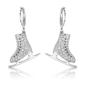 Delicate .85Ct Rhodium Plated Ice Skate Earrings R599-E50190R-C01