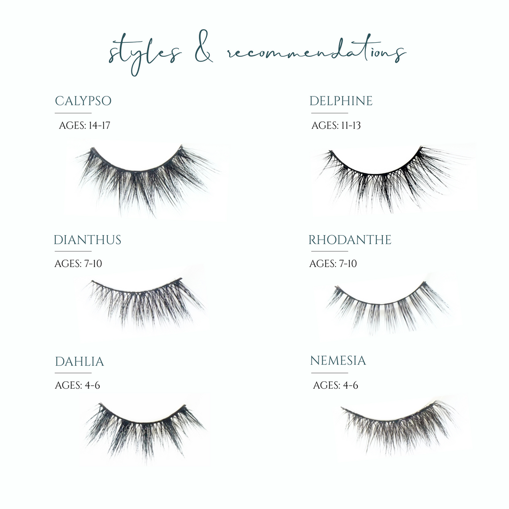 Les Petites by Lady St. Lucia collection menu - youth false eyelashes all ages