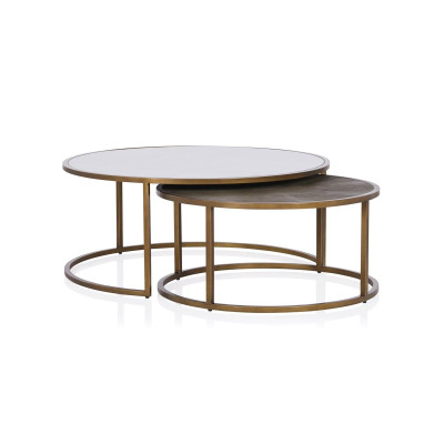 Knox Round Nesting Coffee Tables (set of 2) - 341531|Antique Brass|Main Image|1