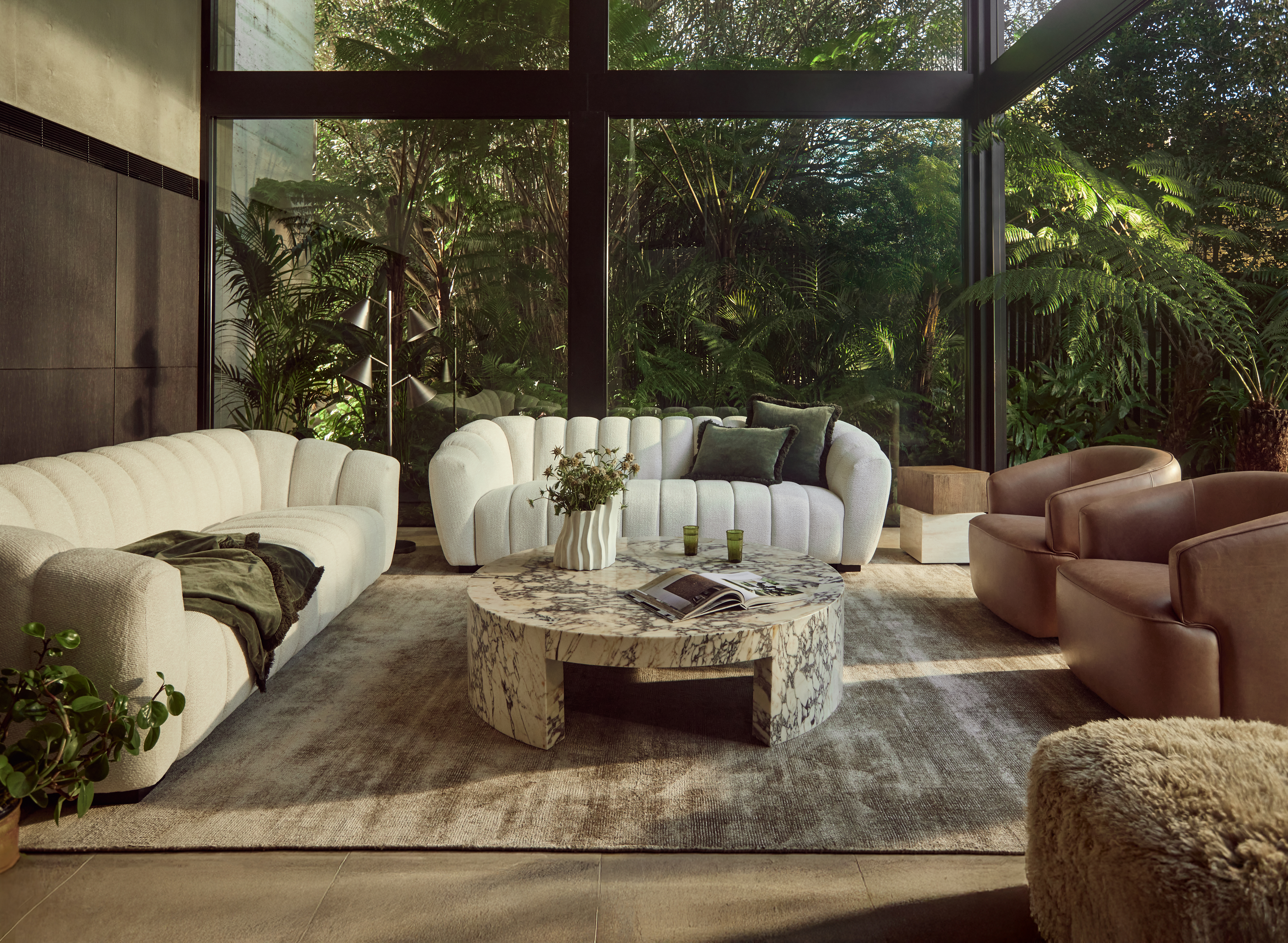 An image of an art deco style sofa in a living room
