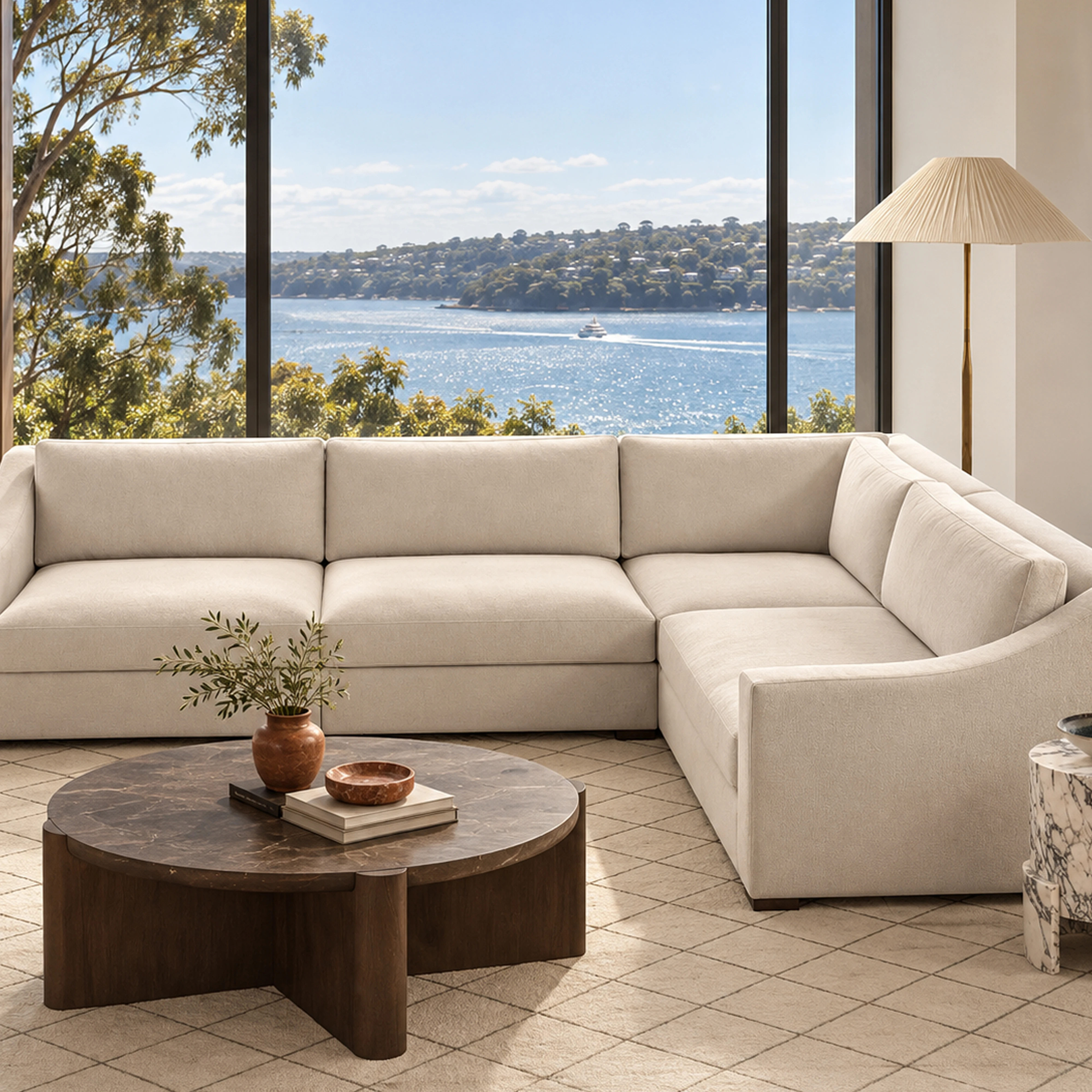 Solenna sectional sofa in a light-filled living room