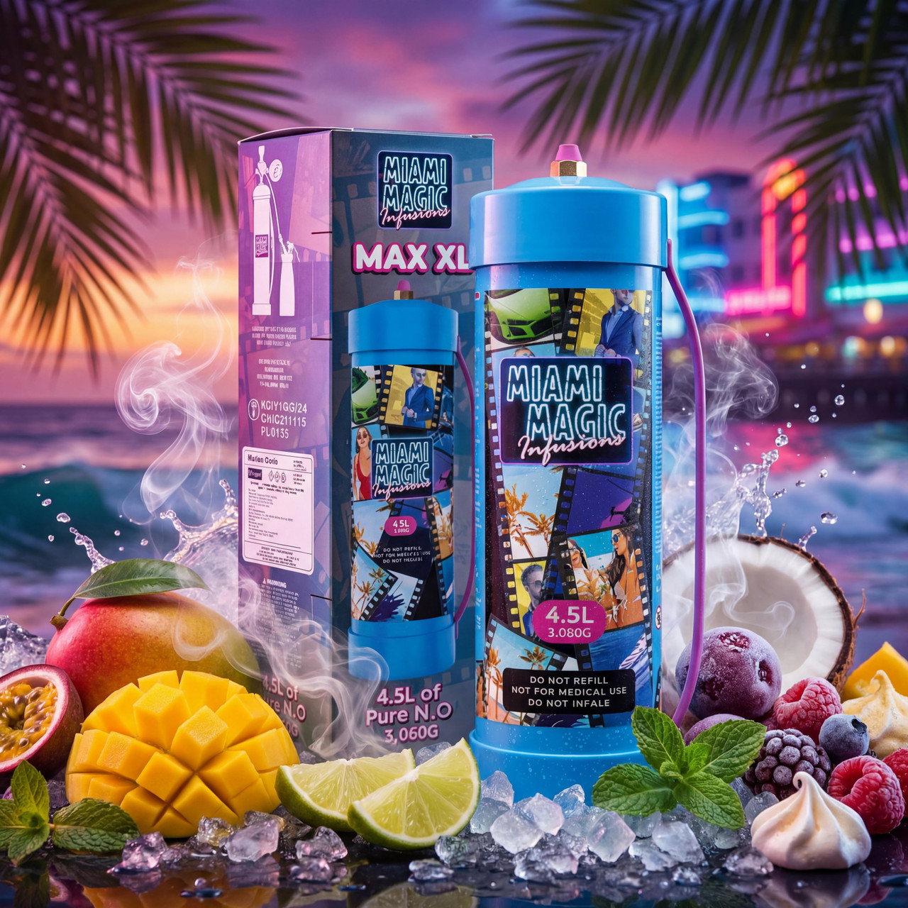Miami Magic Max XL 4.5L Aluminium 3060g N2O Cylinder Charger