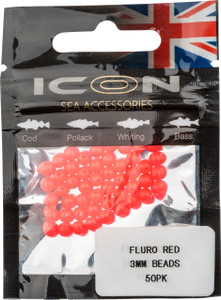 ICON Fluro Red 3mm Beads (50pk)