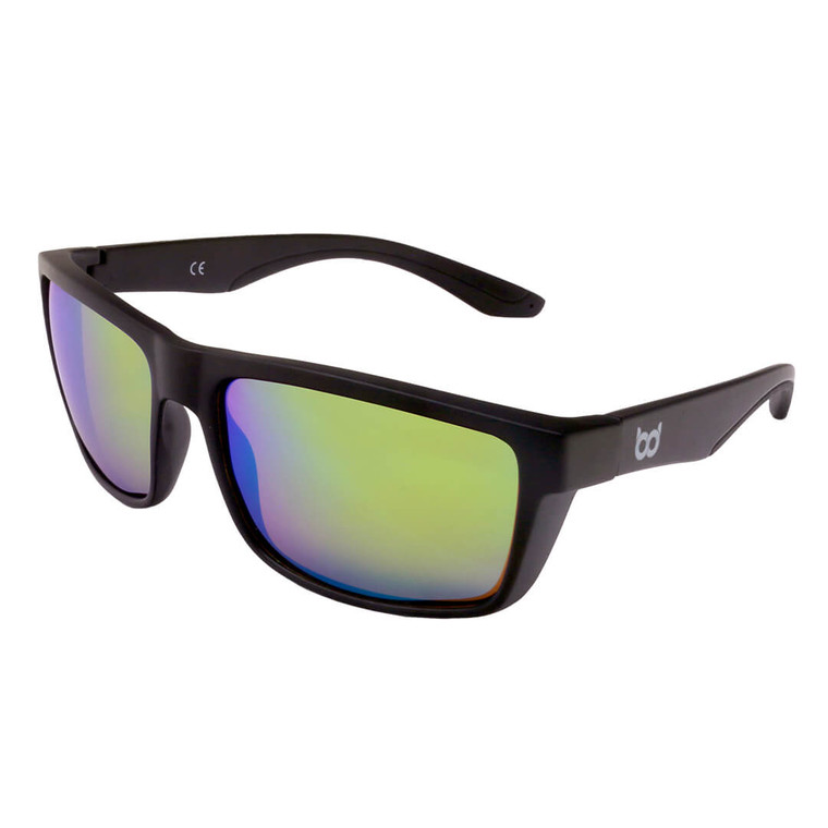 Big Dog Marble Polarised Sunglasses - Matt Black/Green