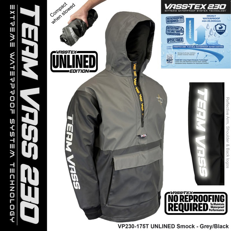 Team Vass 230 Unlined Smock - Waterproof - Grey/Black Edition