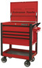 Extreme Tools EX3304TCRDBK 33" 4 Drawer Deluxe Series Tool Cart -Red with Black Drawer Pulls