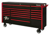 Extreme Tools DX722117RCBKRD - DX Series 72", 17 Drawer, 21" Deep Roller Cabinet - Black with Red Drawer Pulls