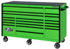 Extreme Tools RX723019RCGNBK-250 - RX Series 72", 19 Drawer, 30" Deep Roller Cabinet - Green with Black Drawer Pulls