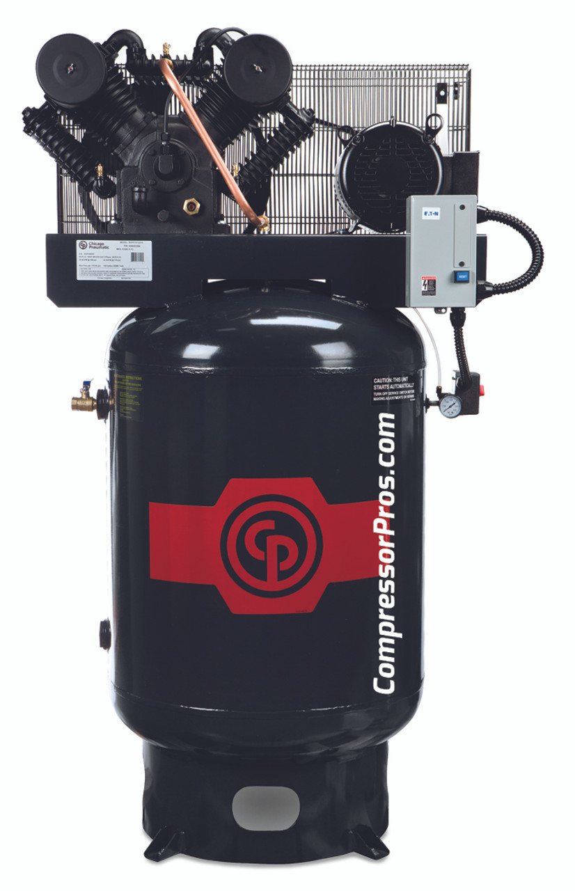 Chicago Pneumatic RCP-C10123V4 10 HP 460 Volt Three Phase Two Stage Cast Iron 120 Gallon Full Featured Air Compressor